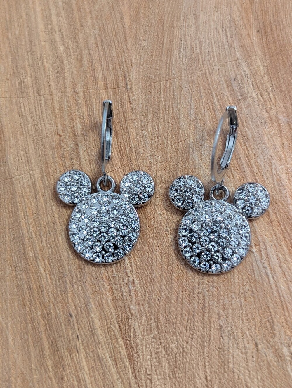 2 pairs Silver Tone Crystal Mouse Drop Earrings - Picture 2 of 3